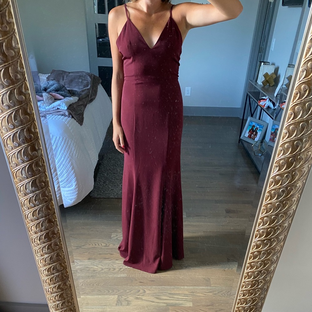 Wine Colored Floor Length Dress